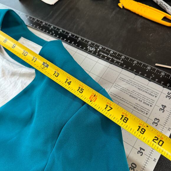 Vintage 80s Power Dressing Jacket! Teal Blazer w/ Epic Shoulder Pads (M/L) - Picture 8 of 14